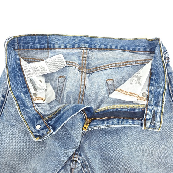 Levi's 505 Denim Jeans Men's 30x30 (30x32) Distressed Biker Regular Fit Straight - Picture 5 of 16